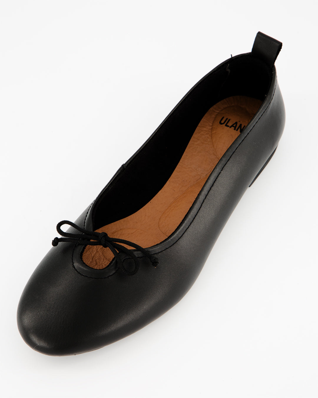 BELLA - BLACK LEATHER FLATS