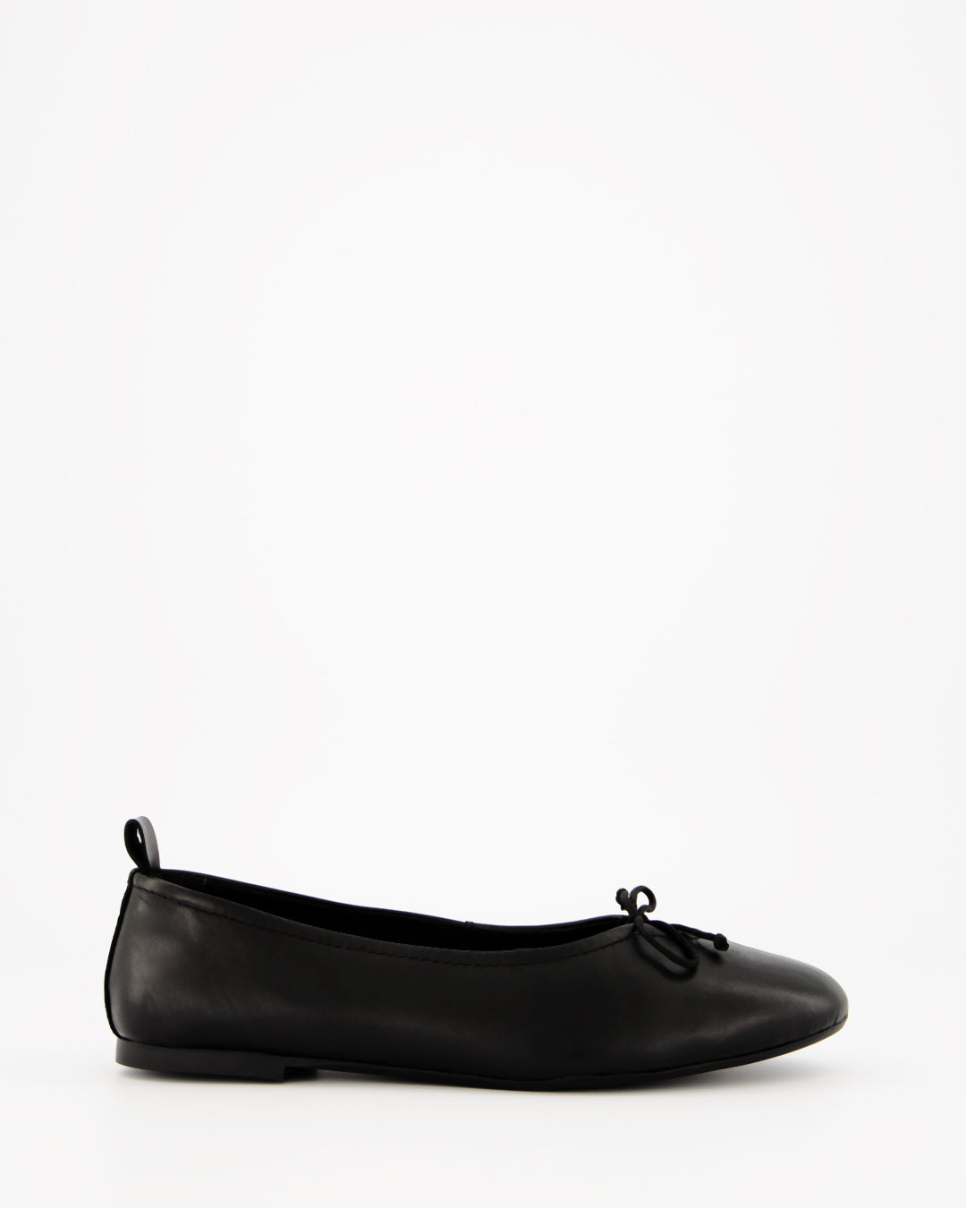 BELLA - BLACK LEATHER FLATS