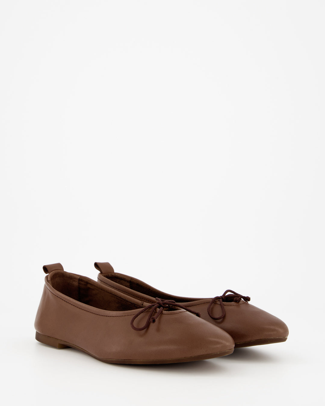 BELLA - BROWN LEATHER FLATS