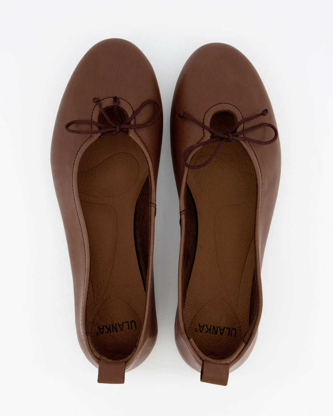 BELLA - BROWN LEATHER FLATS