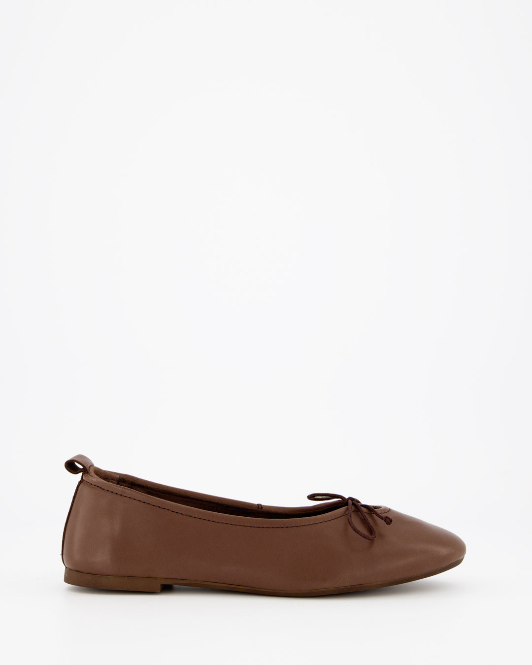 BELLA - BROWN LEATHER FLATS