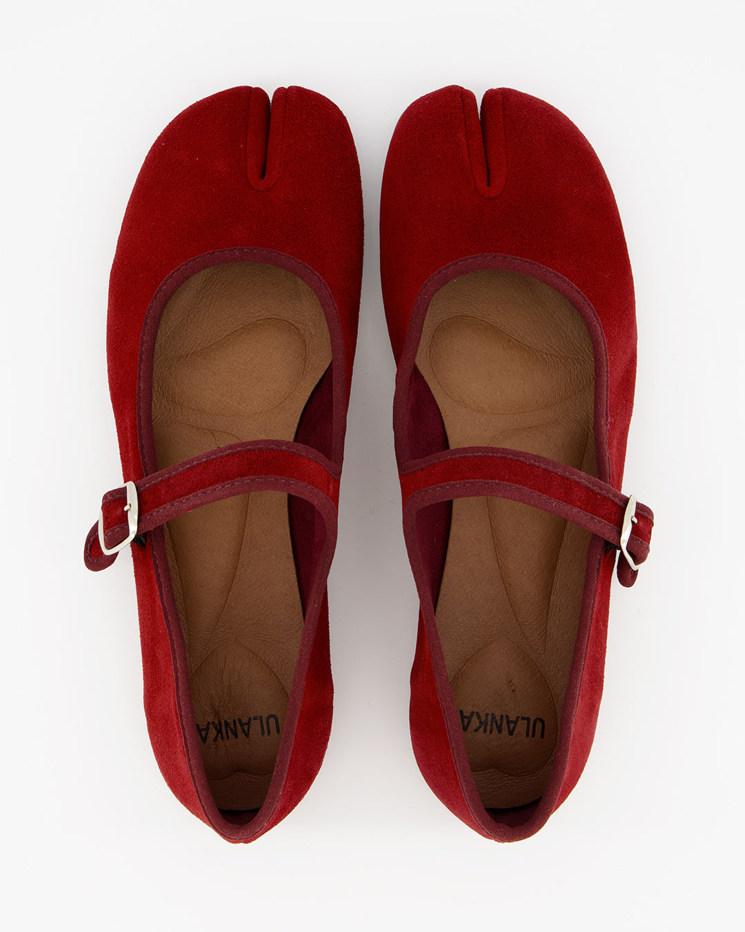 GEISHA - RED SUEDE FLATS