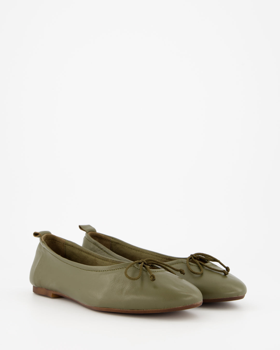 BELLA - GREEN LEATHER FLATS