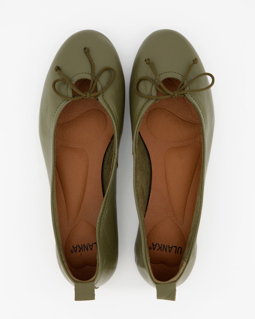 BELLA - GREEN LEATHER FLATS