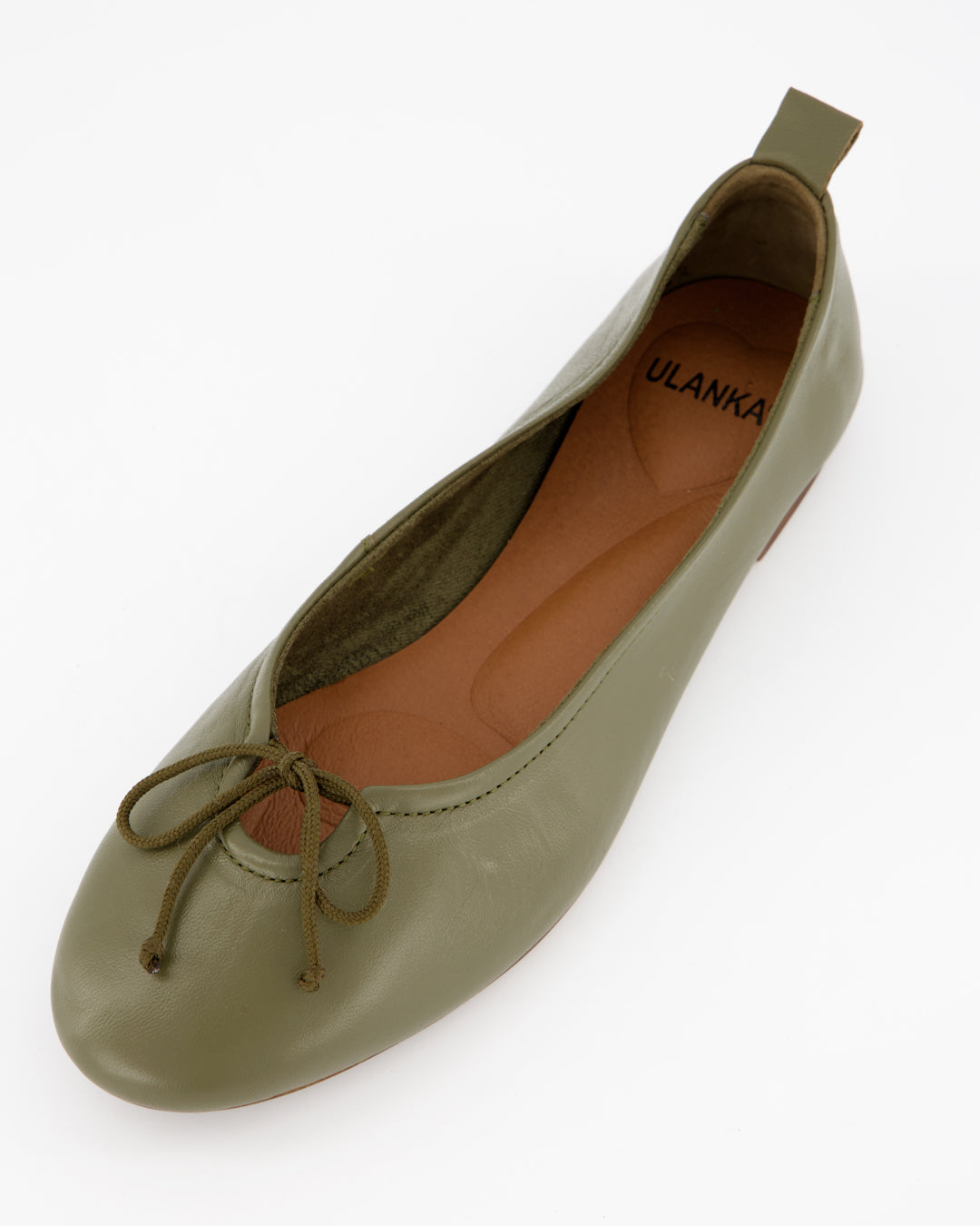 BELLA - GREEN LEATHER FLATS