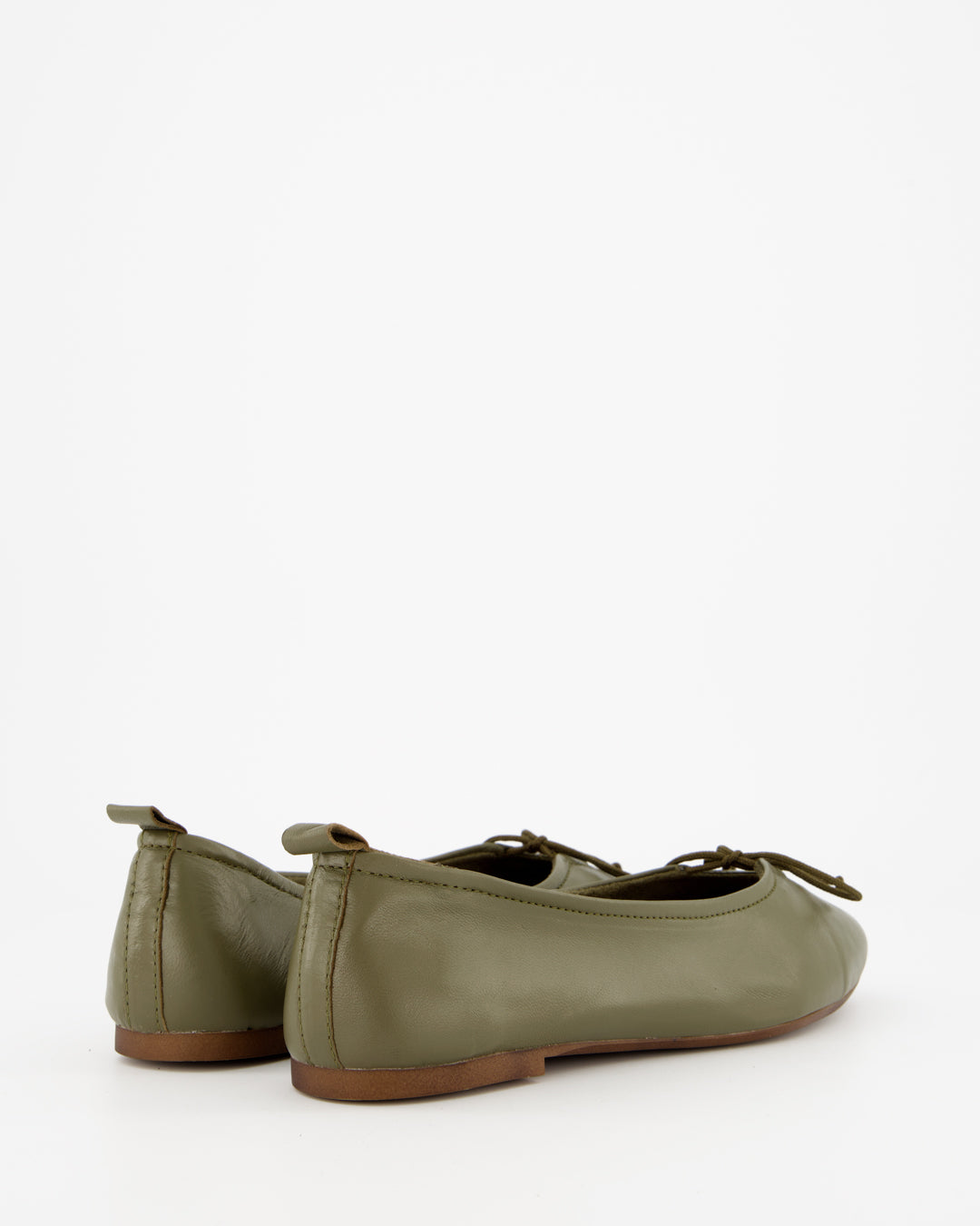 BELLA - GREEN LEATHER FLATS