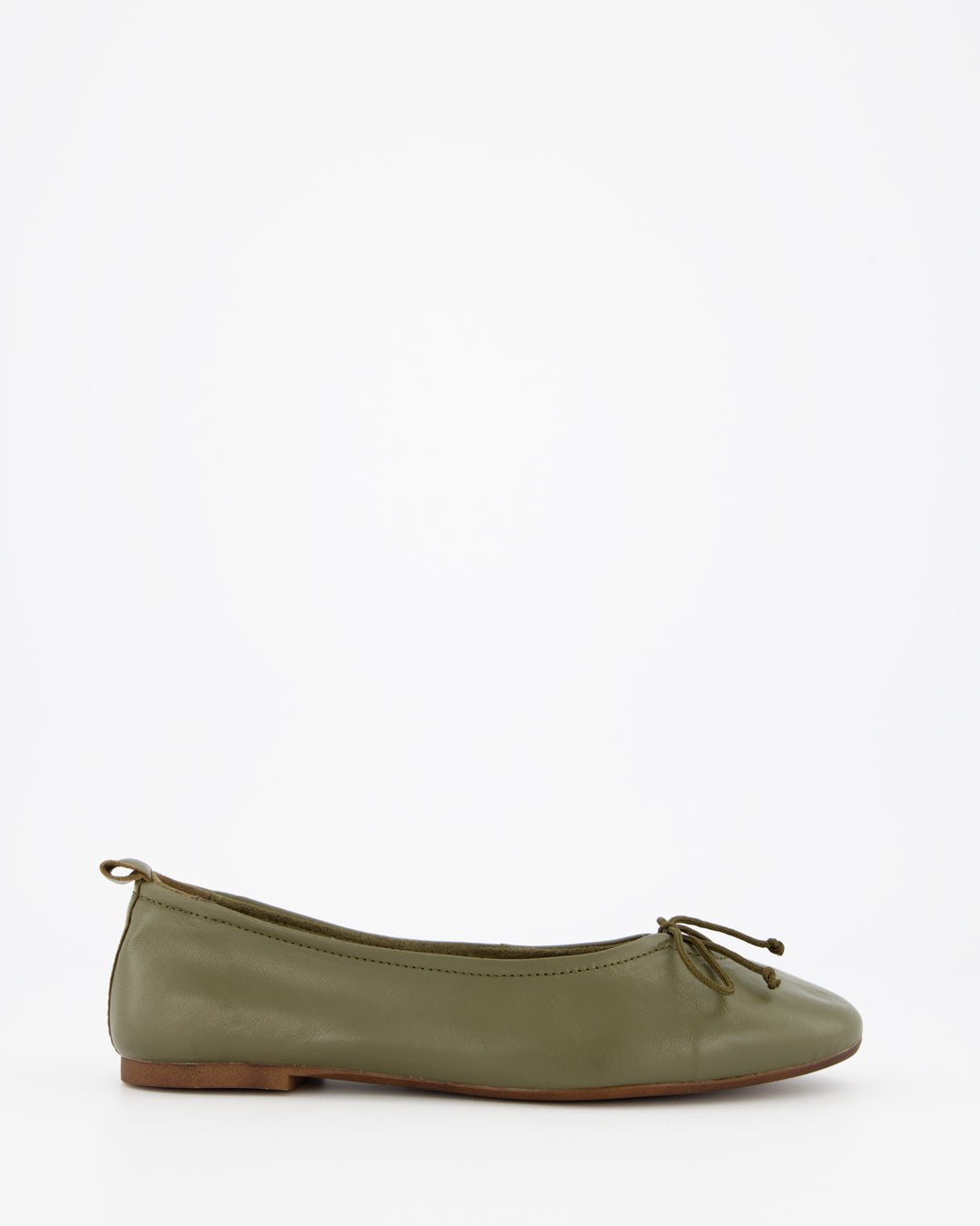 BELLA - GREEN LEATHER FLATS