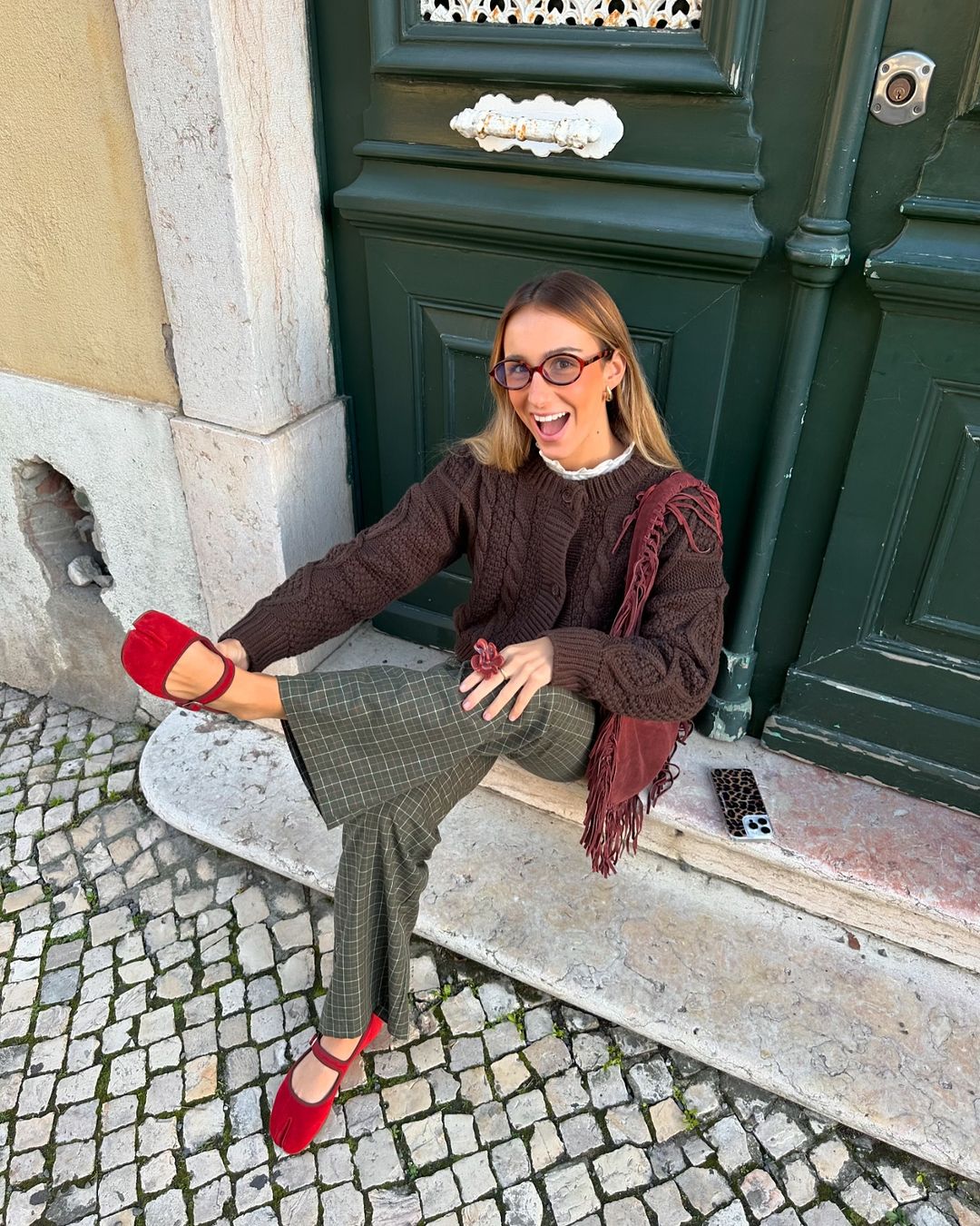 GEISHA - RED SUEDE FLATS